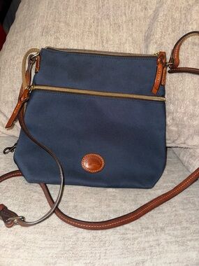Dooney & Bourke Navy Crossbody with Brown Leather Accents
